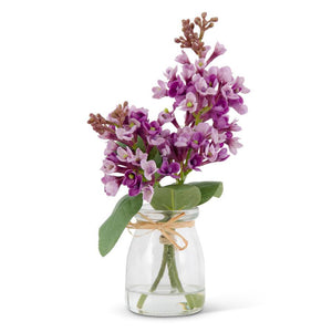 Purple Lilac Bouquet in Vase - 9.25"