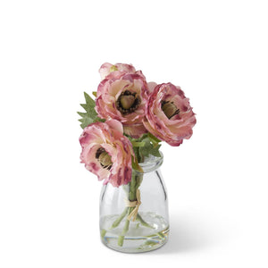Pink Ranunculus Bouquet in Vase - 6.75"