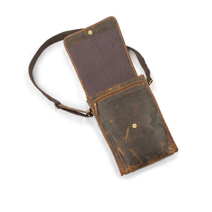 Leather Crossbody Briefcase-Distressed Brown