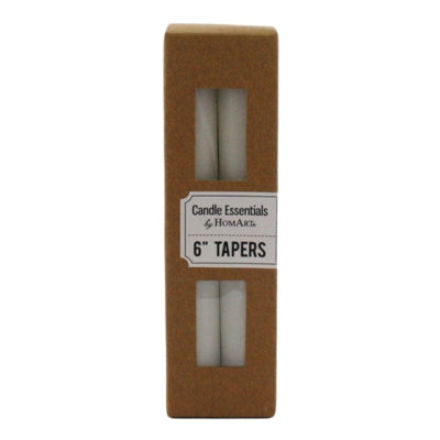 6" Taper Candles - Box of 4 - Ivory