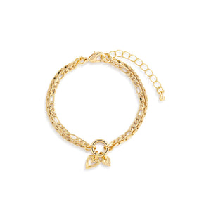 Double Heart Charm Layered Bracelet