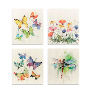 Biodegradable Dish Cloths Butterflies 4 Assorted - 6x7in