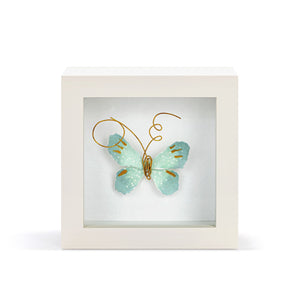 Blue Skies Light Blue Butterfly Shadow Box - 4in