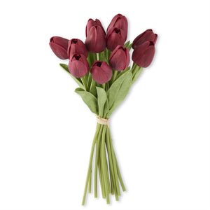 13" Dark Red Real Touch Tulip by Abode Mercantile
