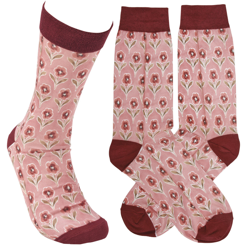 Pink Floral Socks