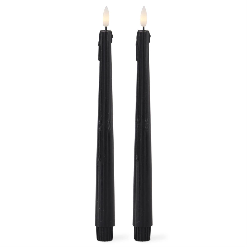 Black LED Drip Taper Candles-11.5" Set/2