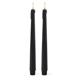 Black LED Drip Taper Candles-11.5" Set/2