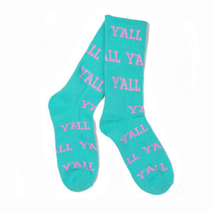 Y'All Teal & Pink Socks