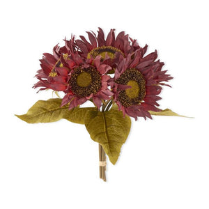 10.25" Burgundy Sunflower Bundle by Abode Mercantile