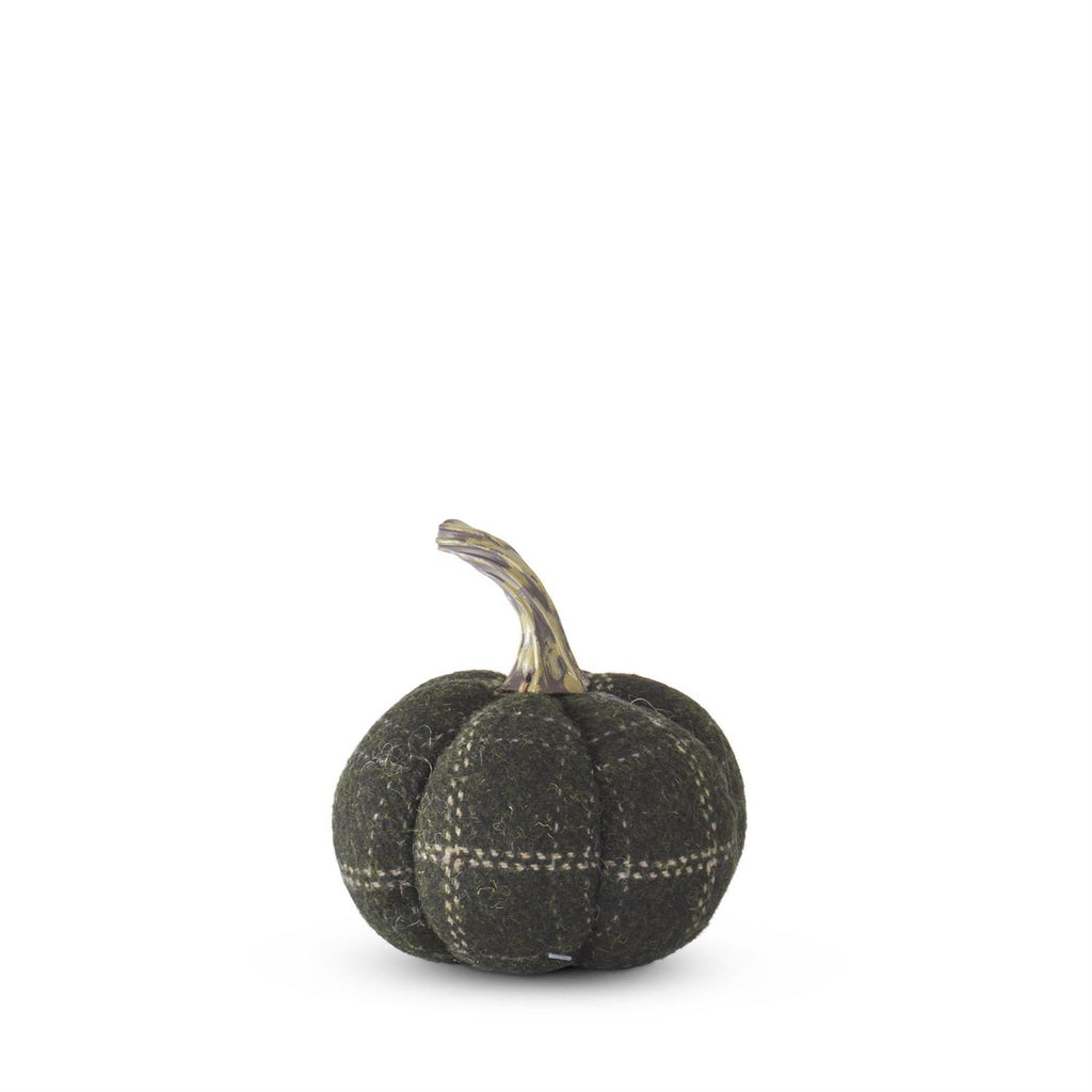 Green & Tan Plaid Pumpkin-4.5"