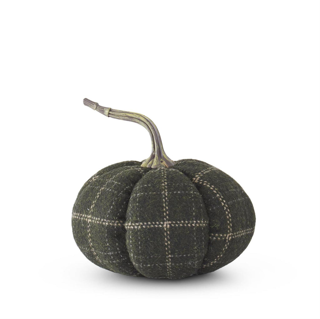 Green & Tan Plaid Pumpkin-6.25"