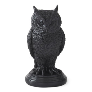 Black Resin Owl Taper Candleholder-6.75"