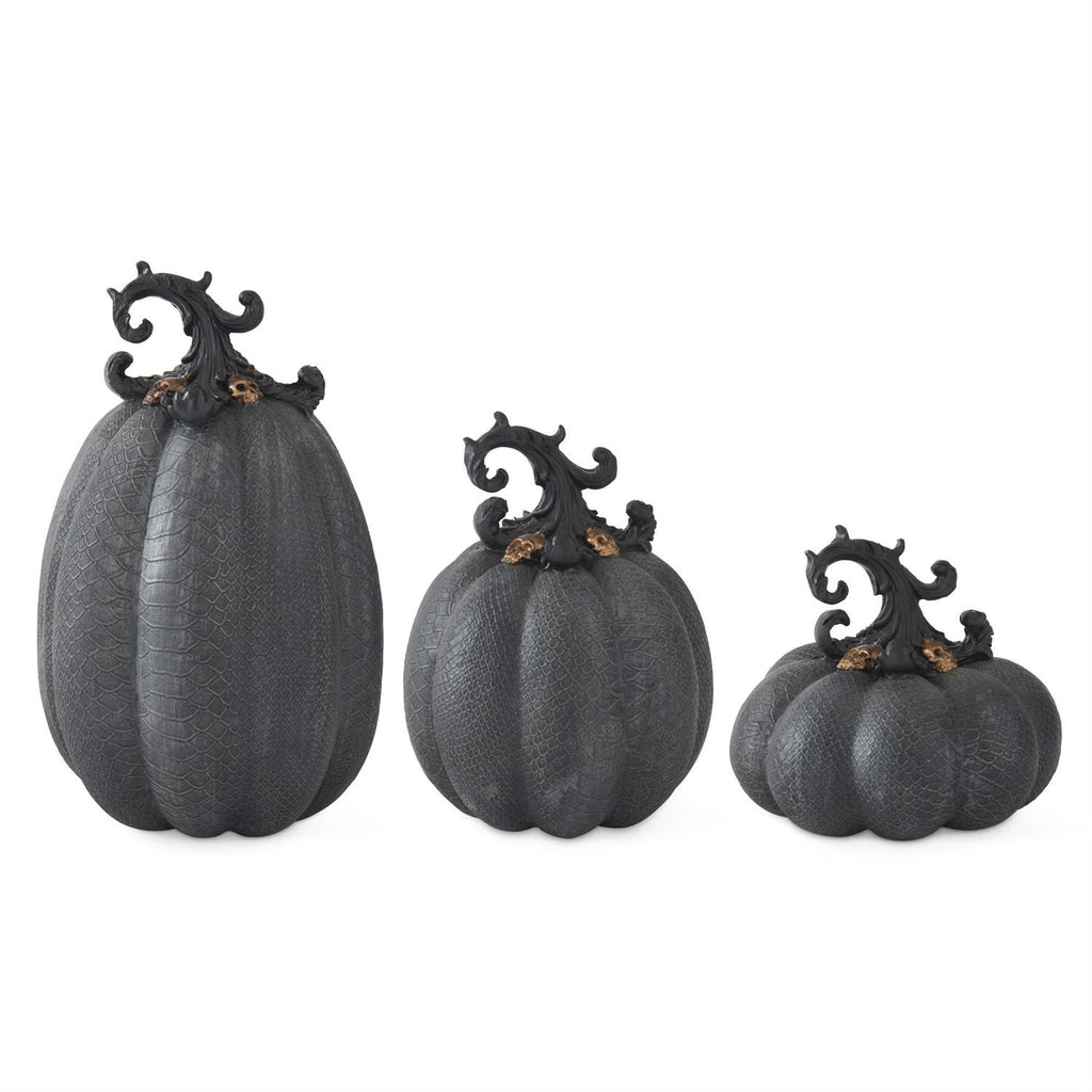 Resin Alligator Skin Embossed Pumpkin w/Filigree Stem