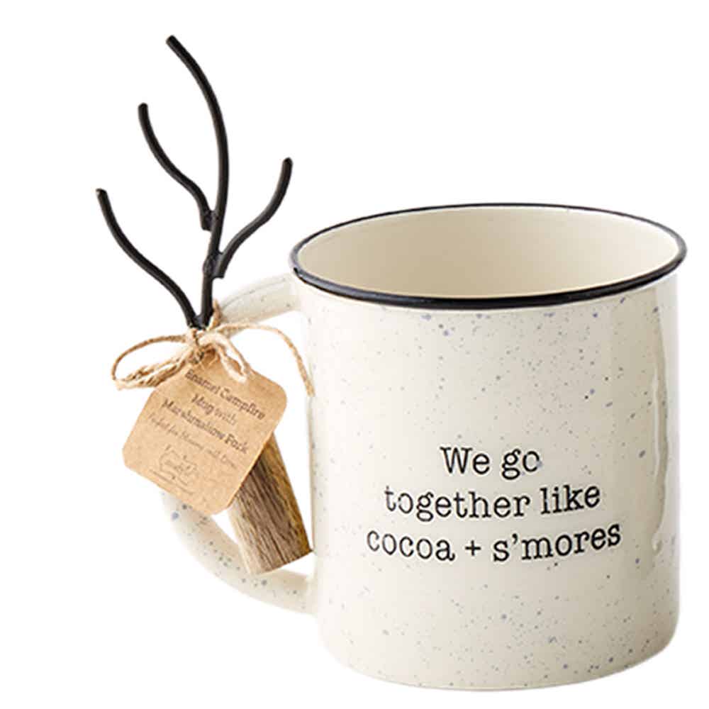 DISC-White Smores Enamel Mug Set
