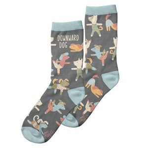 Socks-Gray Downward Dog