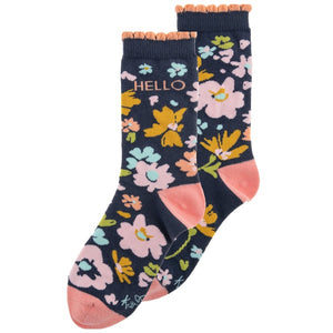 Socks-Navy Floral