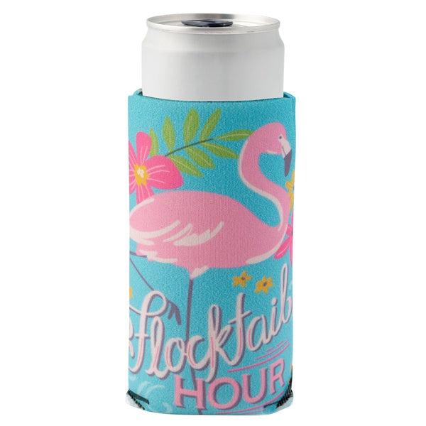 Pink Flamingo Slim Can Cooler