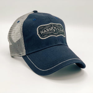 Trucker Hat - Nashville Trucker Emblem (Blue & Silver)