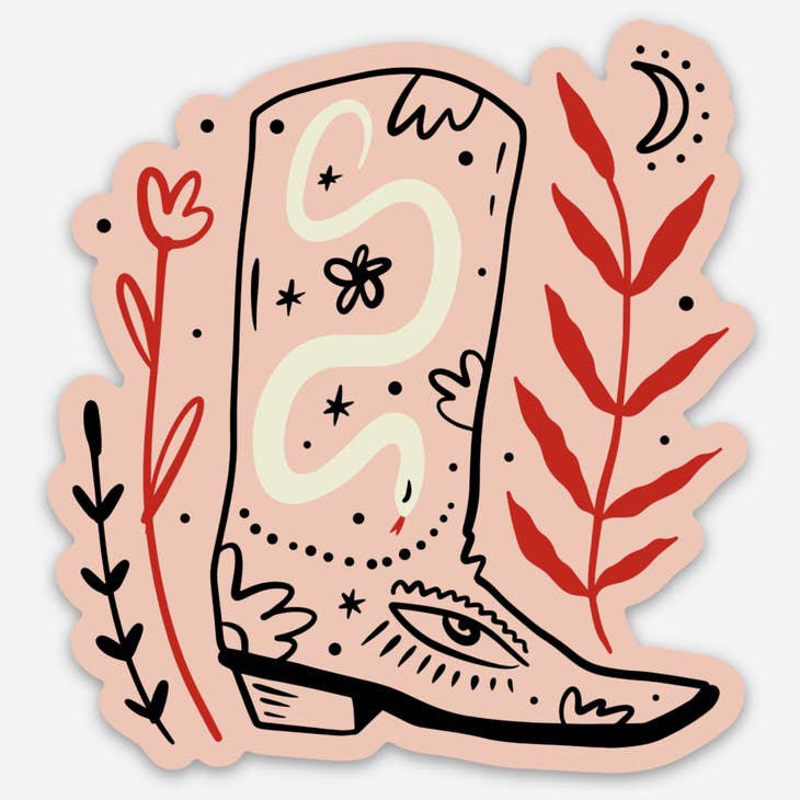 Pink Voodoo Cowboy Boot Sticker