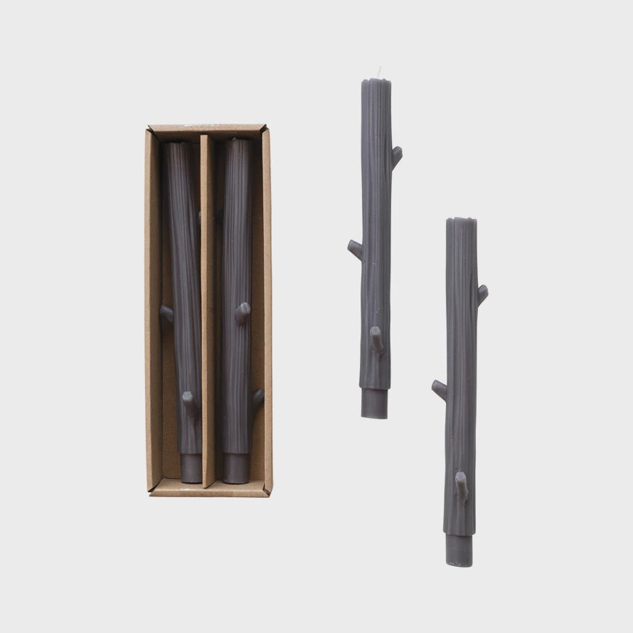 Twig-Shaped Taper Candles - Charcoal