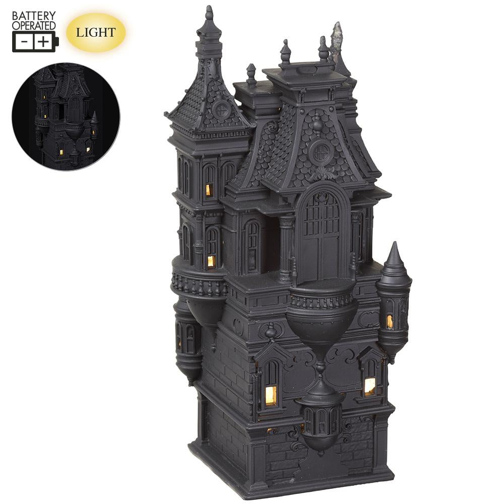 Spooky Lit Black Halloween House - 14.25"