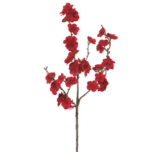 18" Velvet Plum Blossom Spray  Red