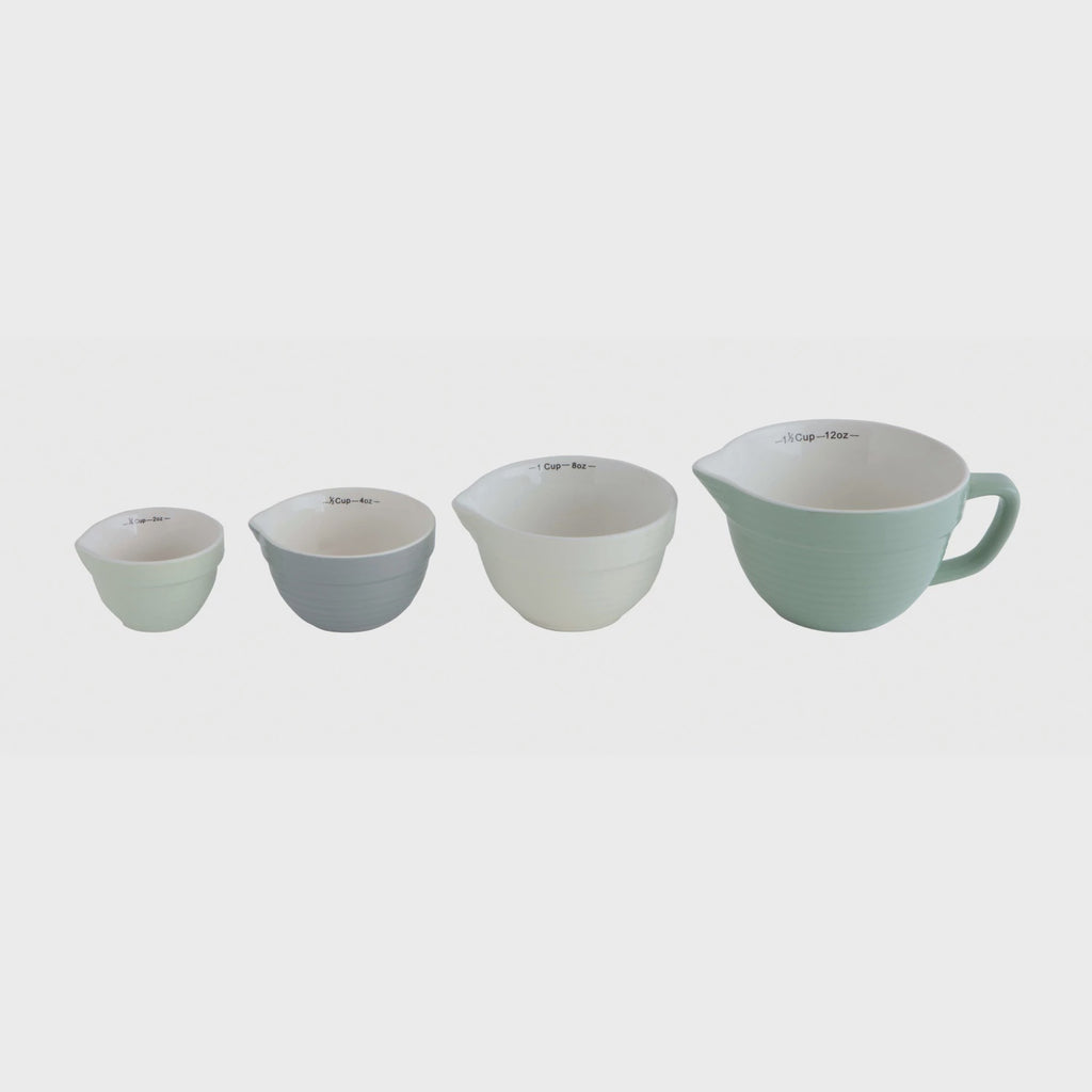 Stoneware Batter Bowl Measuring Cups/Set of 4
