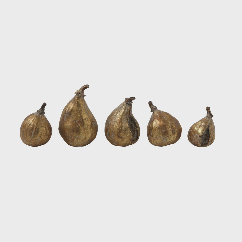 Gold Antique Finish Resign Figs - Set of 5