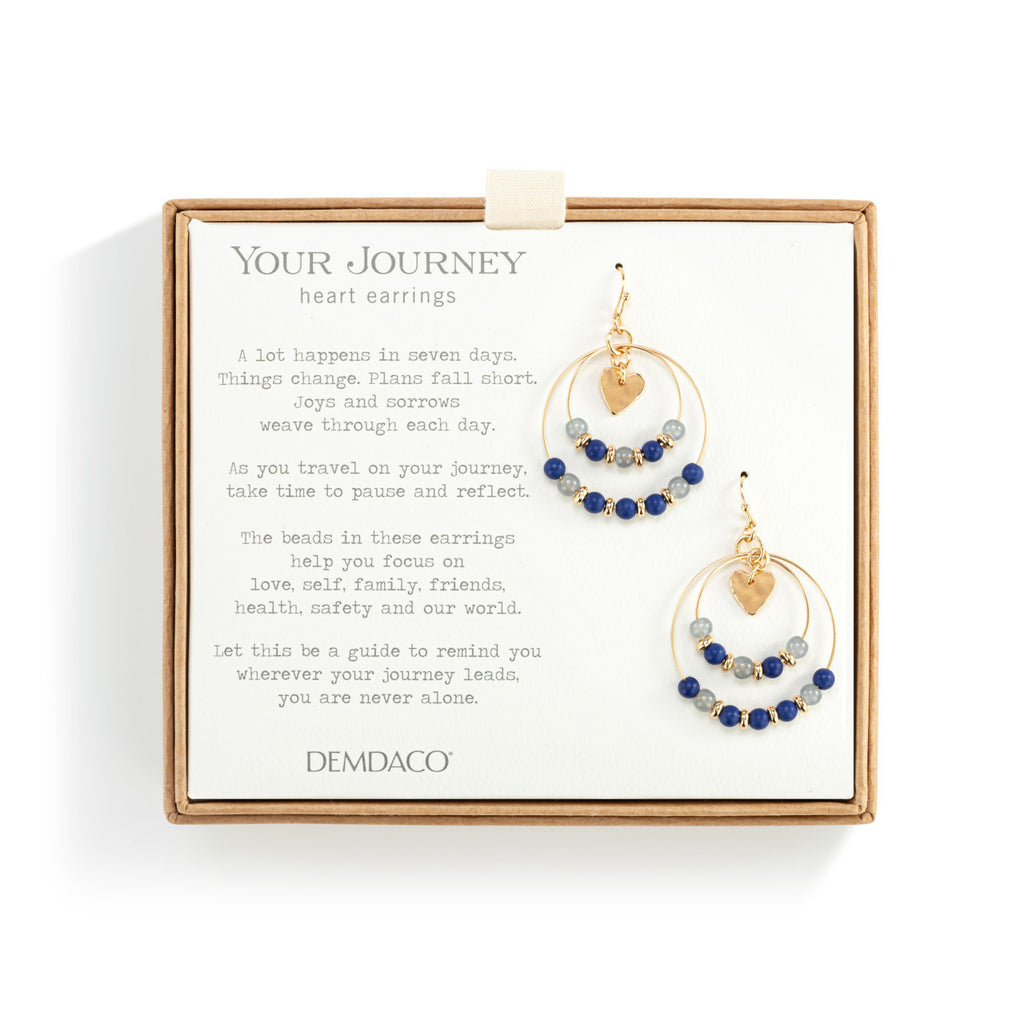 DISC-Beaded Love Earrings-Indigo