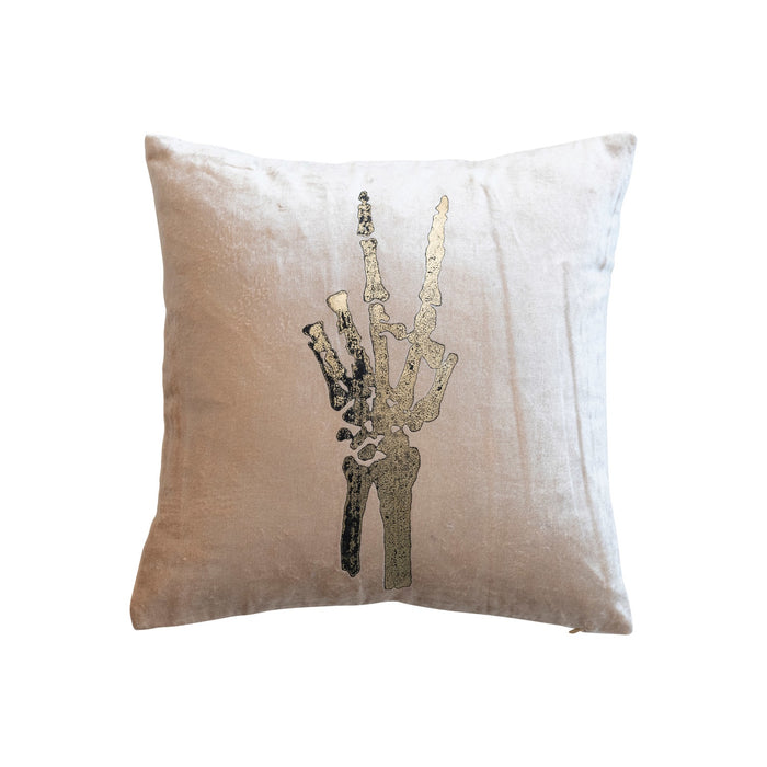Skeleton Peace Sign Pillow
