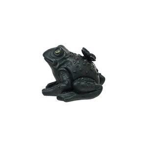 Resin Toad with Butterfly & Glitter, Black