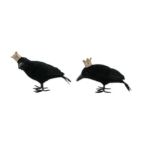 Crow with Feathers & Crown, Black & Gold Glitter Finish, 2 Styles