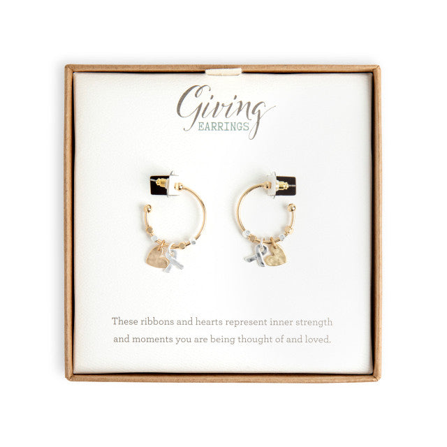 DISC-Giving Earrings Heart and Ribbon
