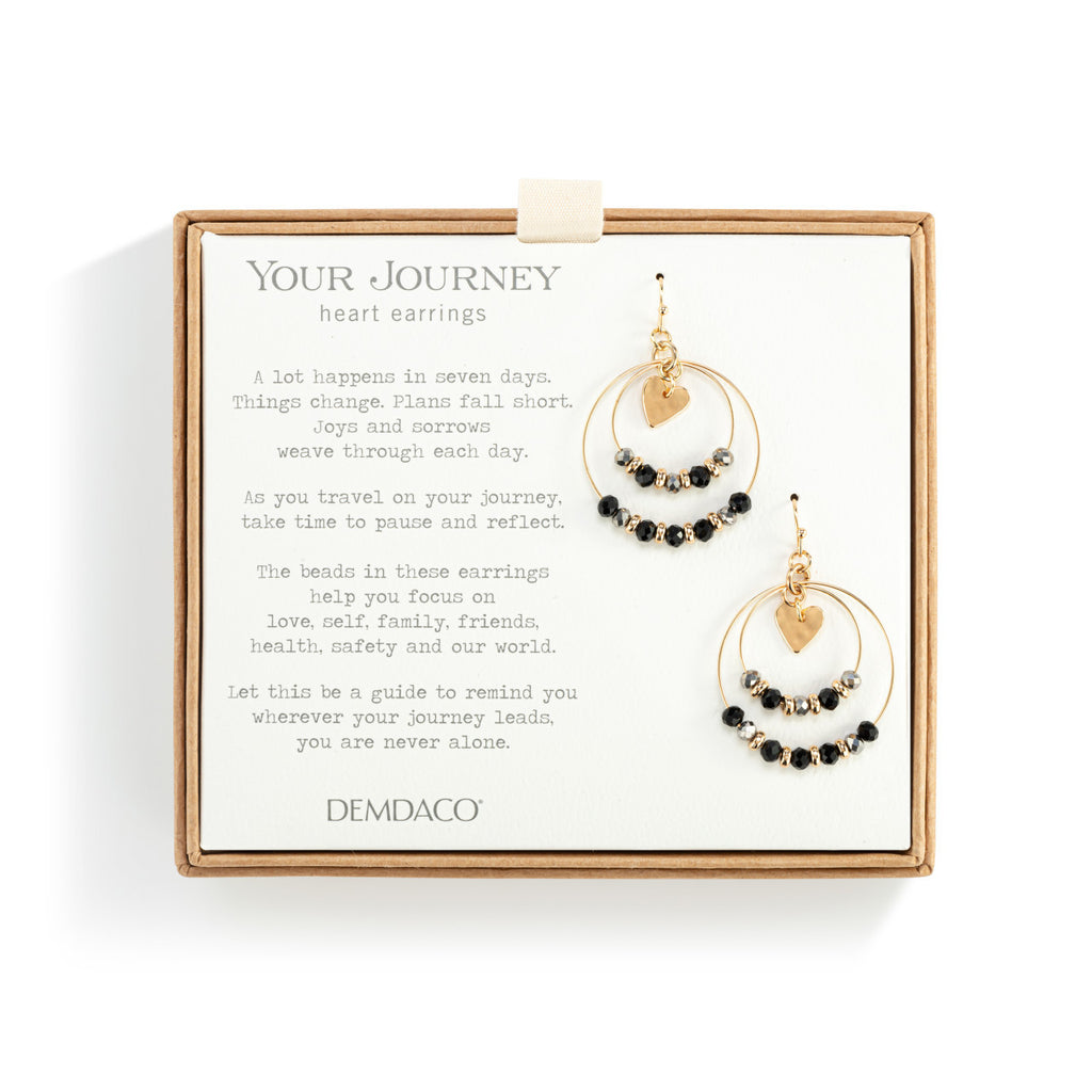 DISC-Beaded Love Earrings-Black
