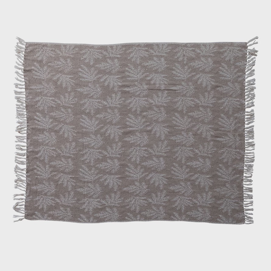 Woven Jacquard Botanical Reversible Throw