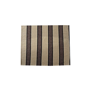 Fabric Faux Sherpa Throw with Stripes, Black & Grey