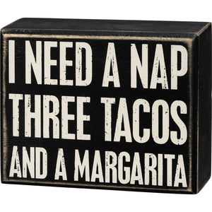 Three Tacos Box Sign