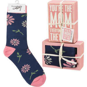 Box Sign & Sock Set - You're The Mom