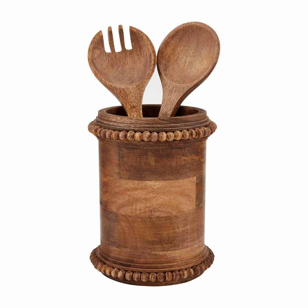 Beaded Wood Utensil Holder
