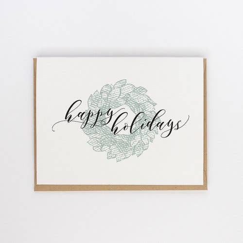Happy Holidays Wreath Greeting Card