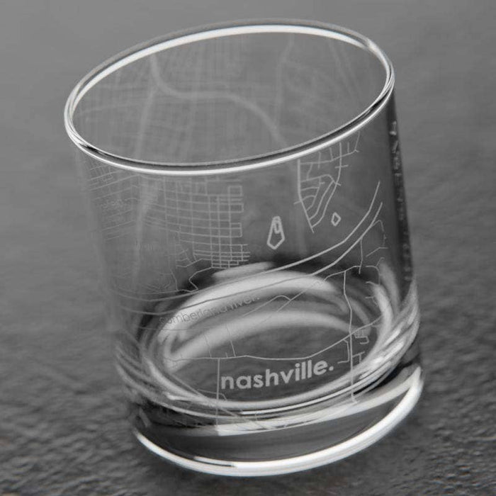 Nashville TN Map Rocks Whiskey Glass