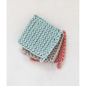 8" Square Crocheted Pot Holder-Cottage