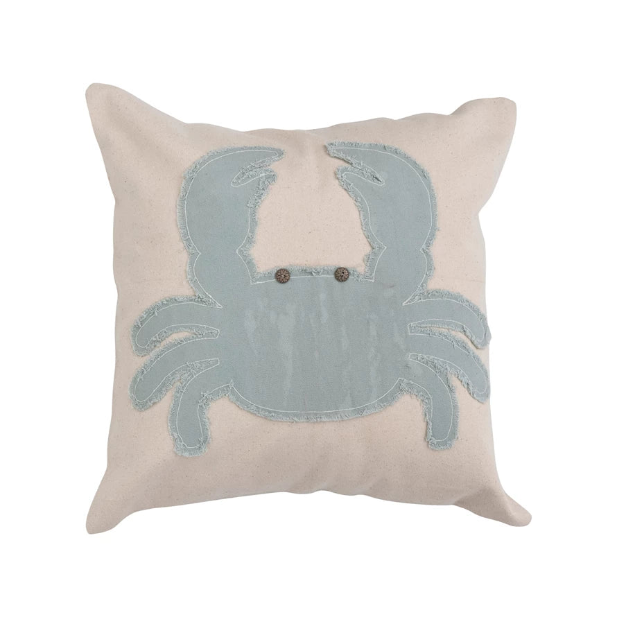 16" Crab Pillow-Nat & Blue