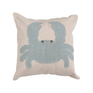 16" Crab Pillow-Nat & Blue
