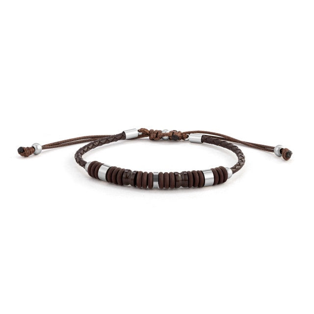 DISC-Mens Leather Cord Bracelet-Brown