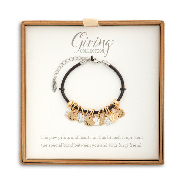 DISC-Giving Bracelet - Paw Print & Heart