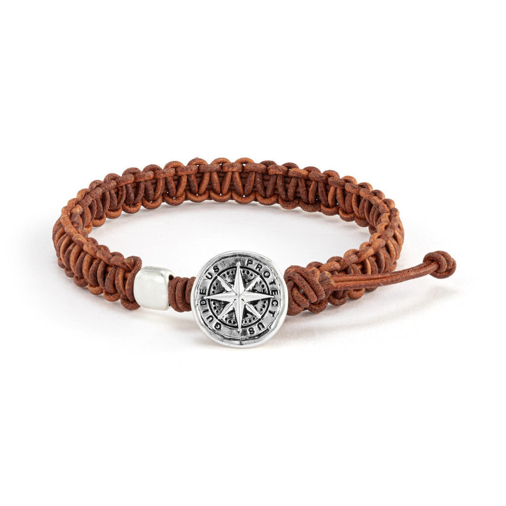 Mens Compass Bracelet-Brown
