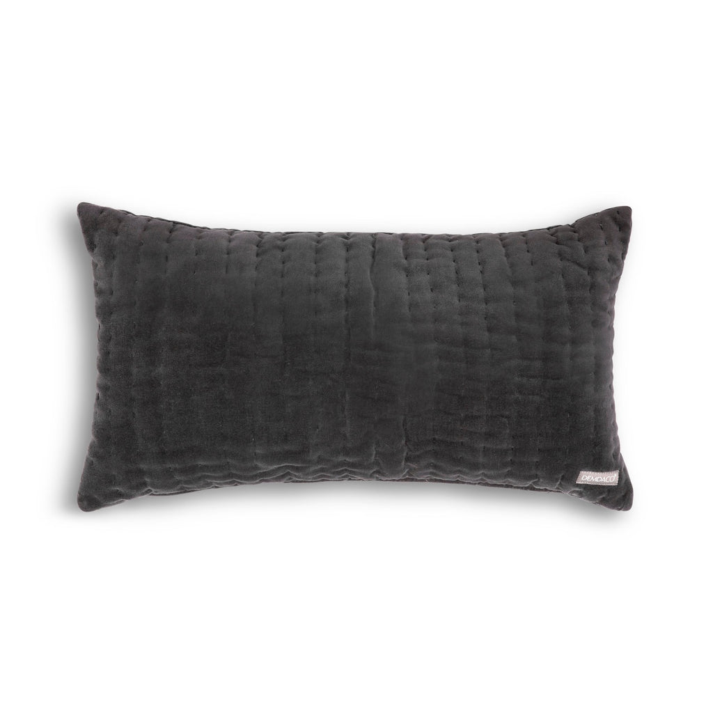 DISC-Velvet Lumbar Pillow - Charcoal